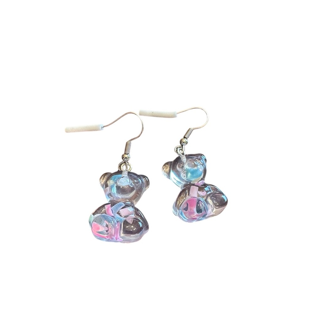 Fun Clear Bear Drop Earrings with Sprinkle Accents